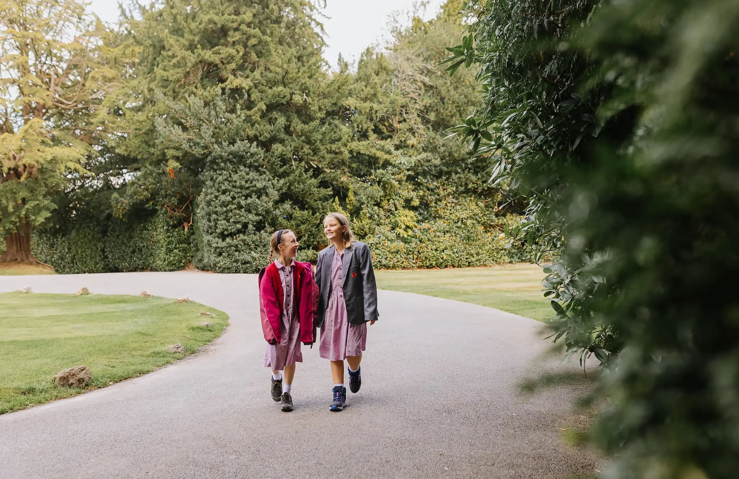 Students walking along a path